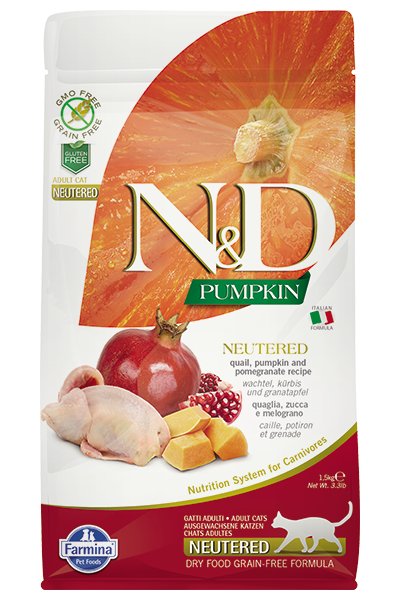 N&D Cat GF Pumpkin Neutered Quail, 1,5 кг